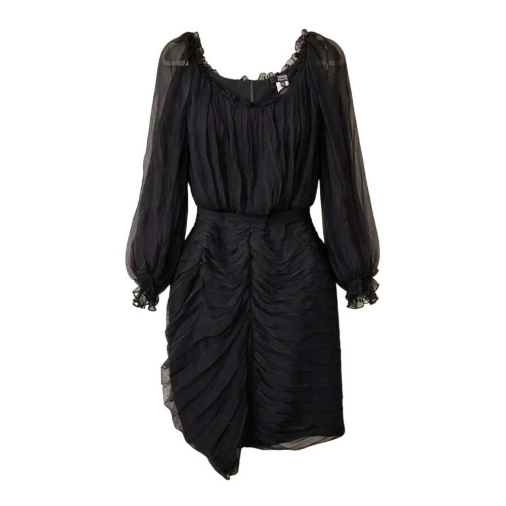 Tadashi Collection Black Ruffle Sheer Sleeve Mini Dress 18Q NWT Whimsigoth